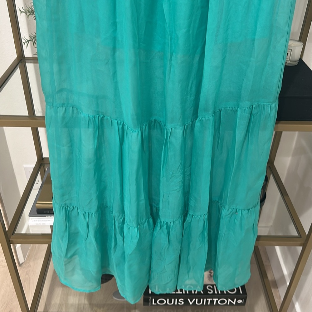 Guess Silk Teal Chiffon Maxi Dress - Picture 4 of 7
